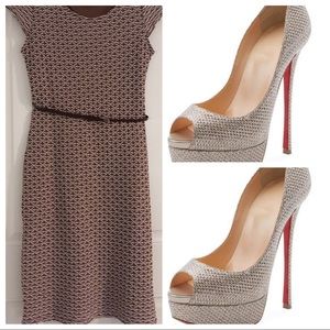 Brown dress with white triangles, sleeveless